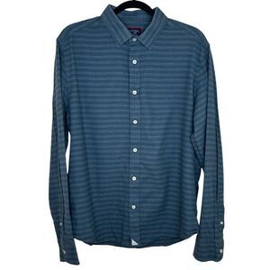 UNTUCKit Flannel Palmer Shirt Men's Large Slim Fit Blue Striped 100% Cotton